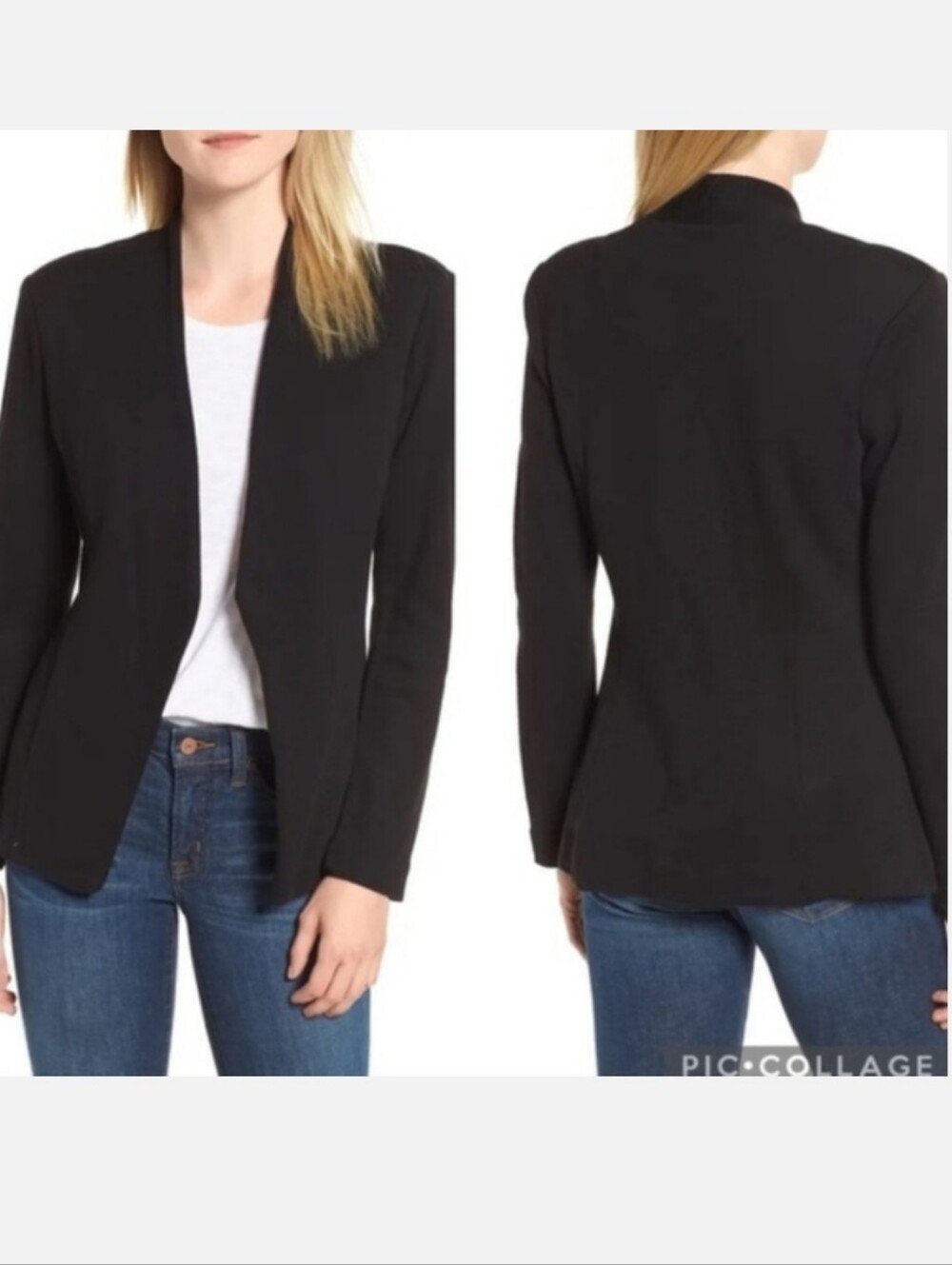 NIC+ZOE Black Open-Front Knit Blazer Sz S